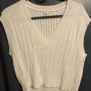 Twik White Cable Knit Sweater Vest